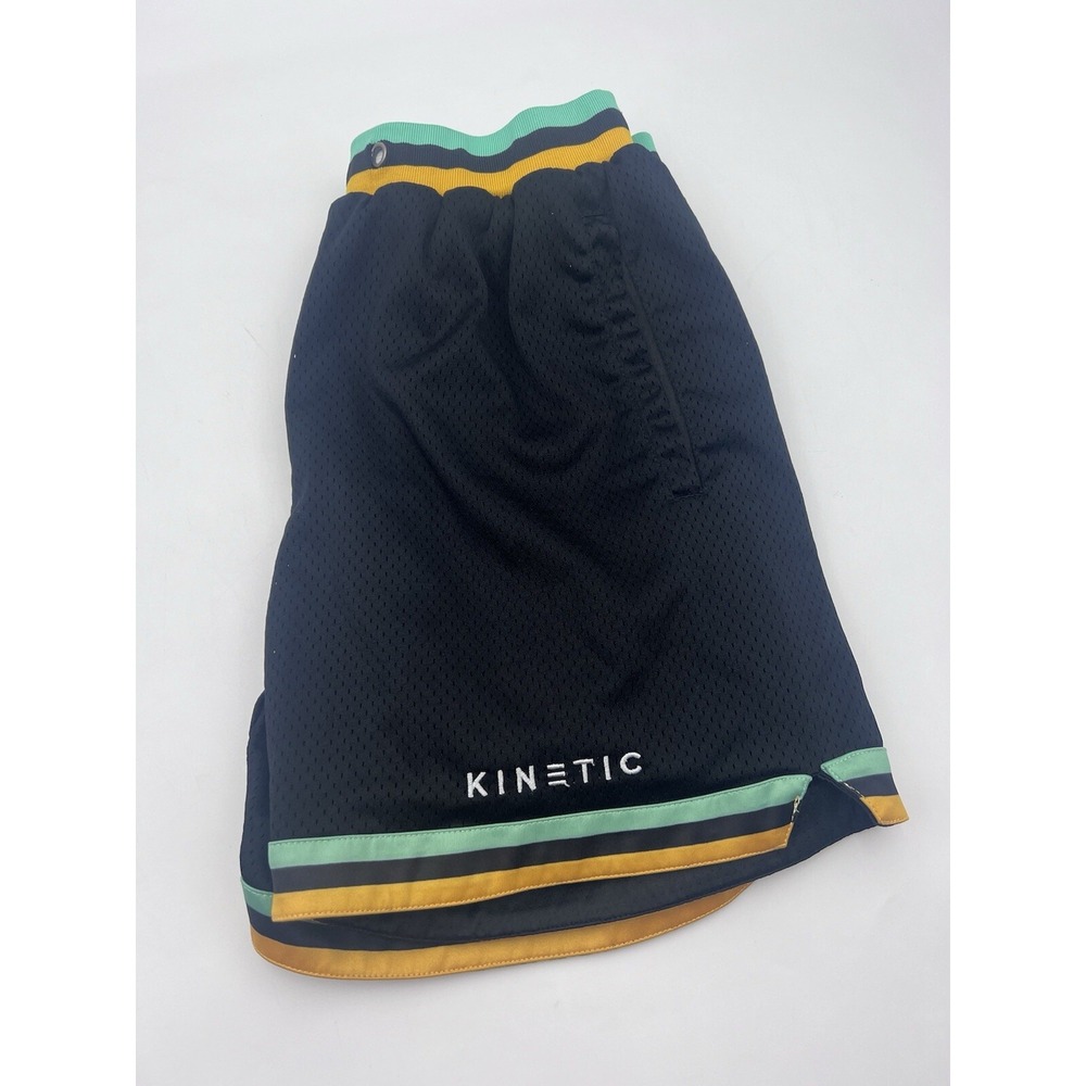 Kinetic Kings Shorts Men's Small Green/Yellow/Black‎ Stretch Mesh No Drawstring